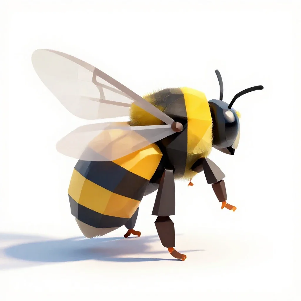 Bumblebee on approach isolated on a white background