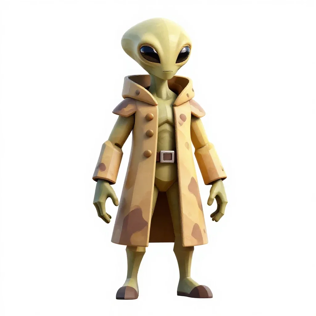 Chitinous alien scout isolated on a white background