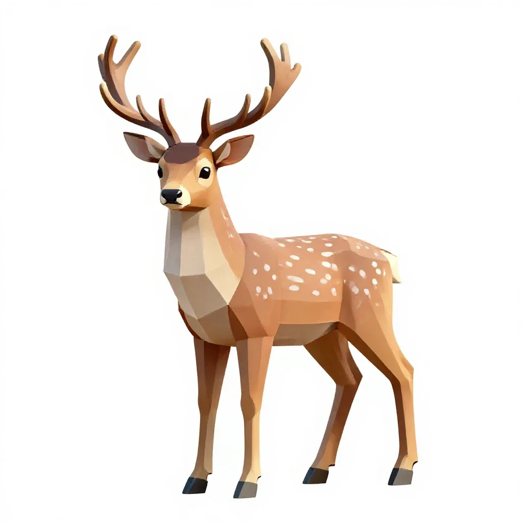 Crystalline deer isolated on a white background