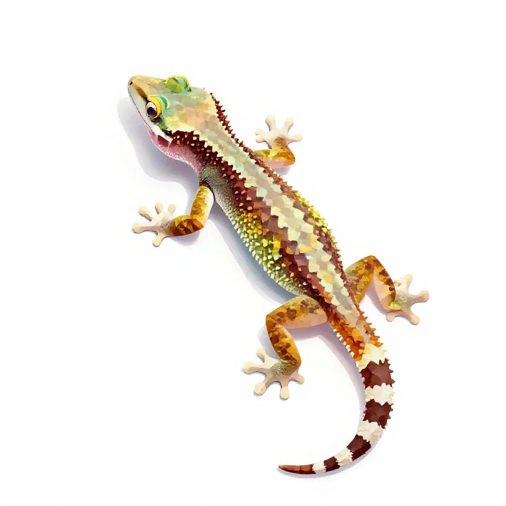 Gecko on glass isolated on a white background