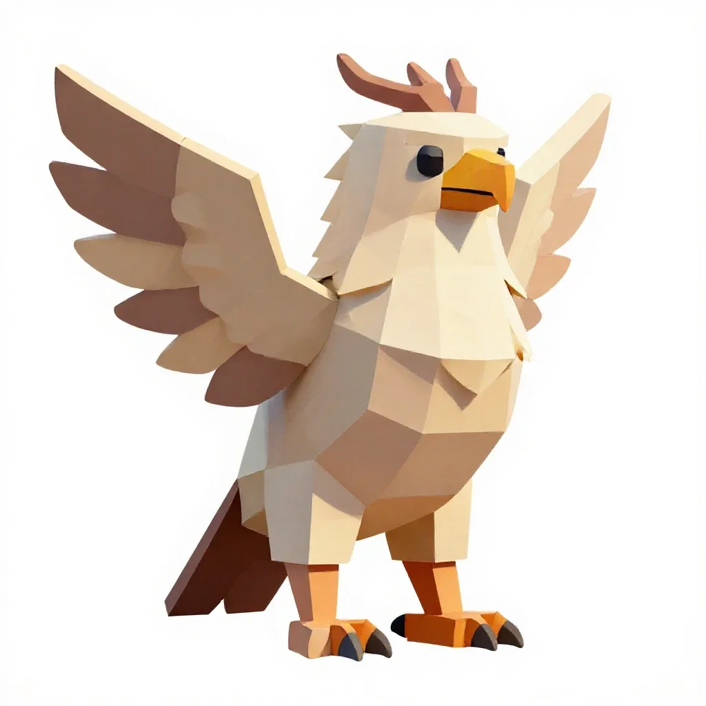 Griffin perched isolated on a white background
