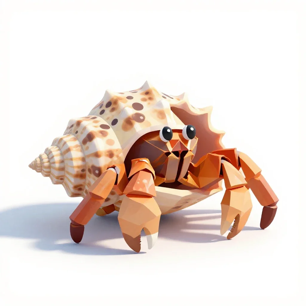 Hermit crab in a shell isolated on a white background