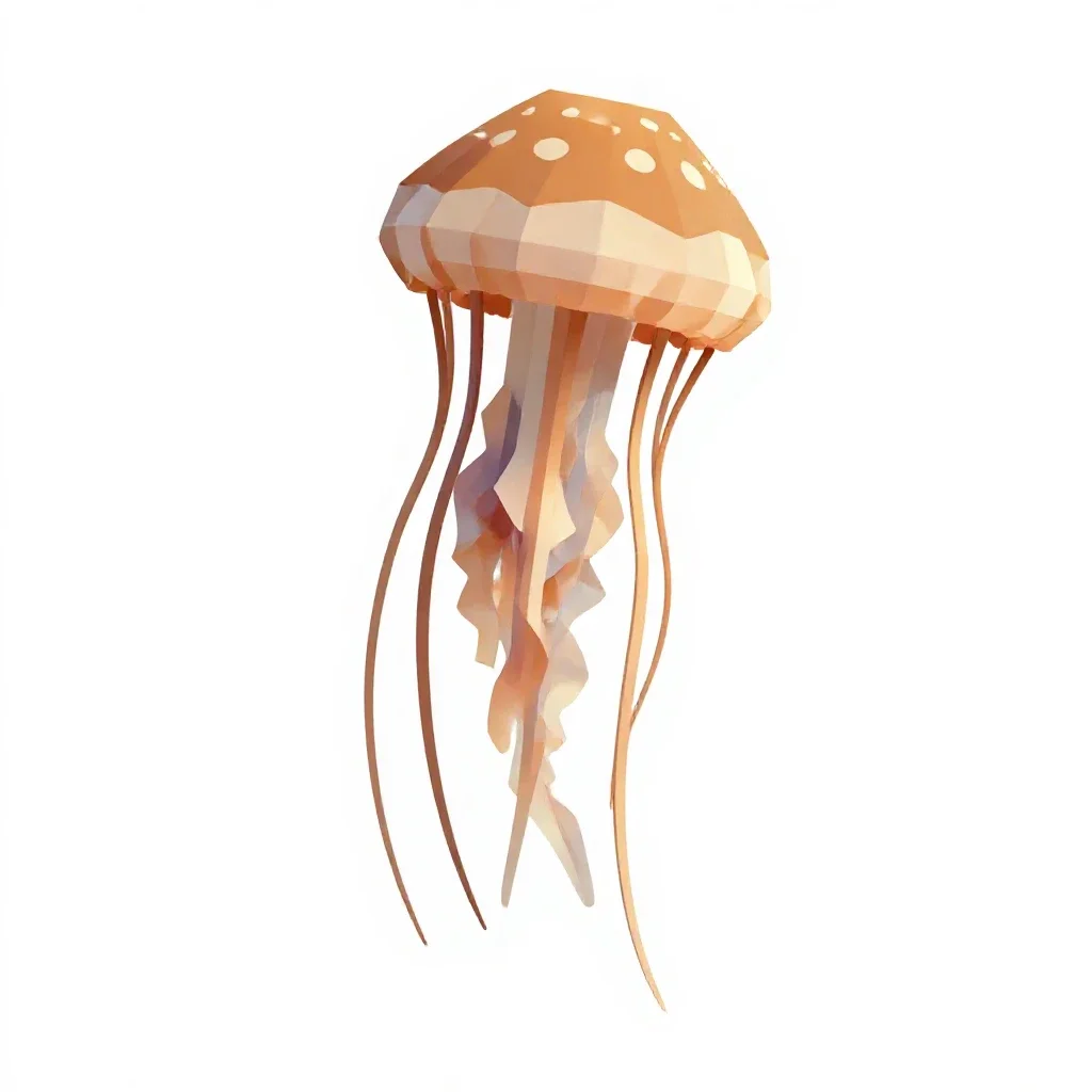 Jellyfish with long tendrils isolated on a white background