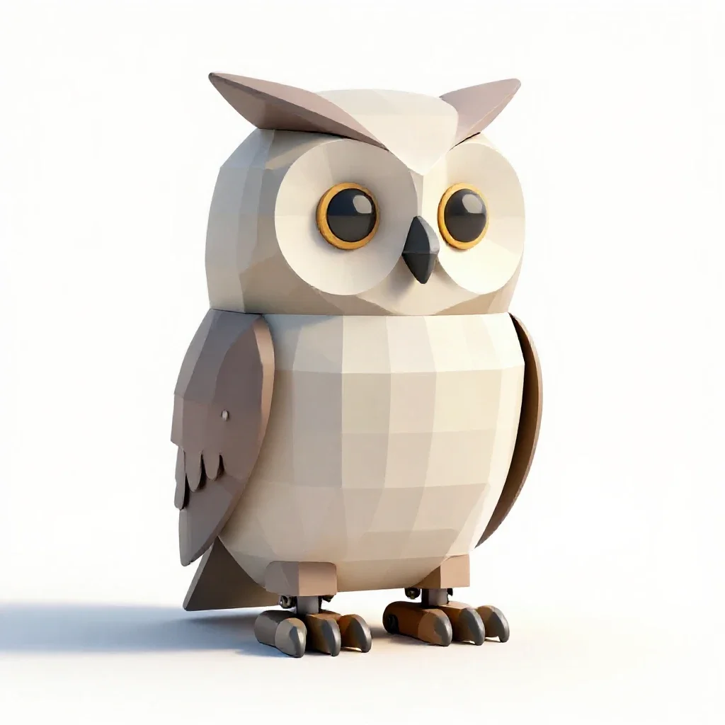 Mechanical owl automaton isolated on a white background