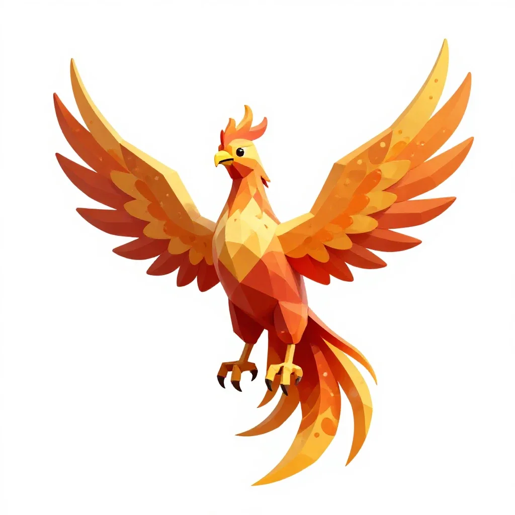 Phoenix in flame isolated on a white background
