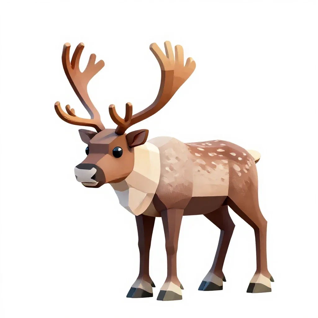 Reindeer with full antlers isolated on a white background