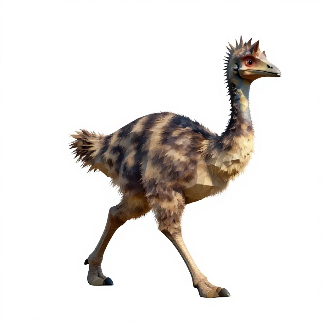 Gallimimus running isolated on a white background