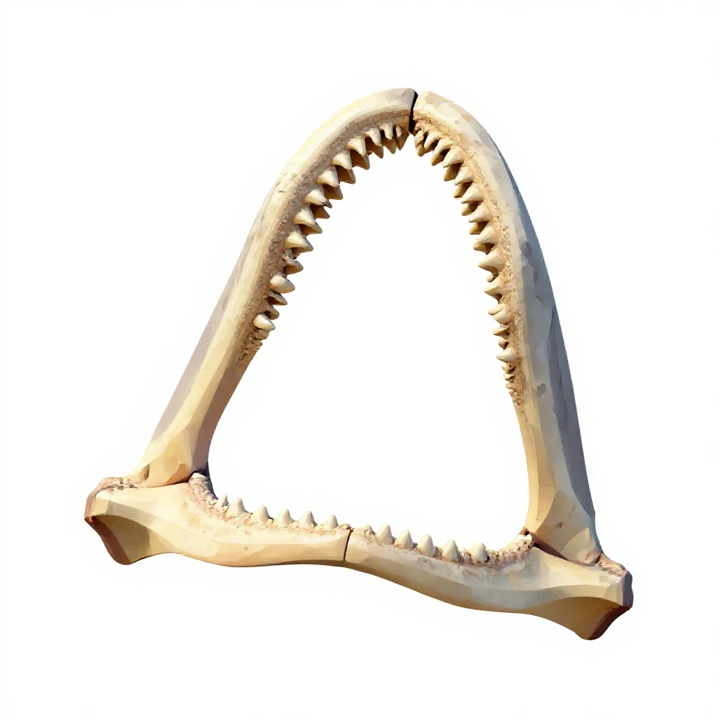 Megalodon jaw isolated on a white background