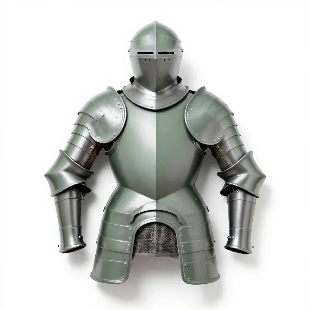 Suit of plate armour isolated on a white background