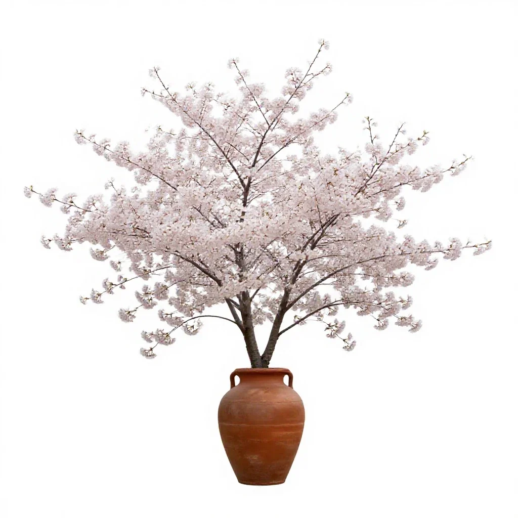 Cherry blossom cluster isolated on a white background