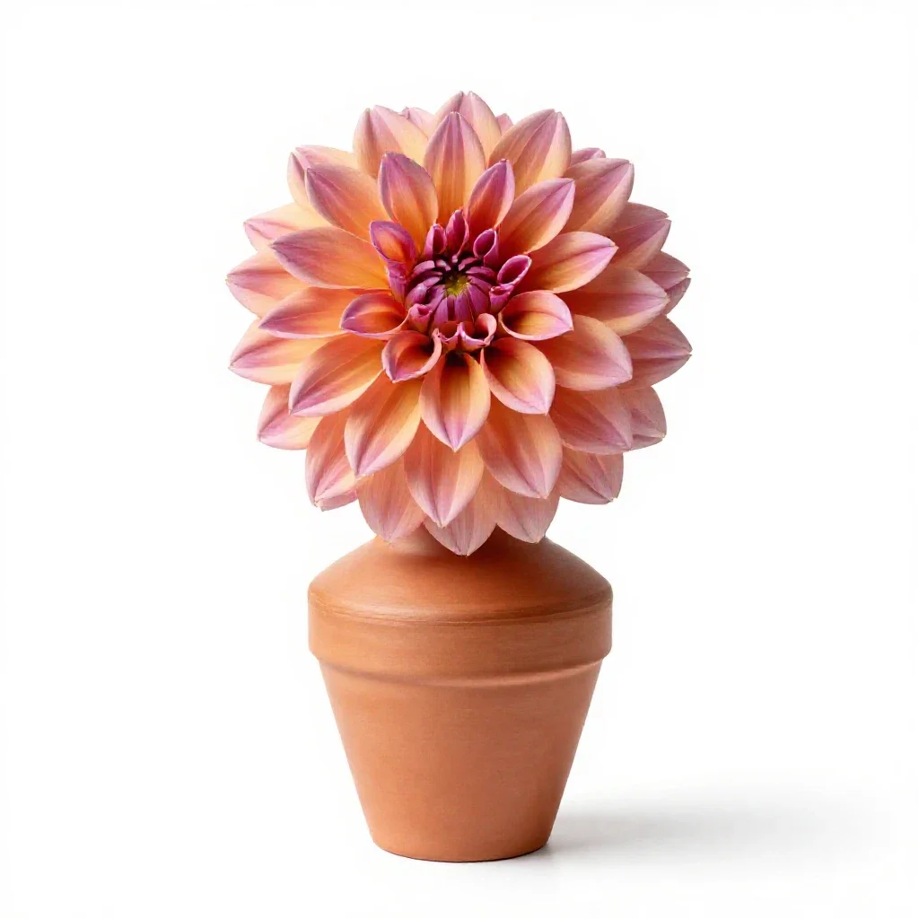 Dahlia with tight petals isolated on a white background