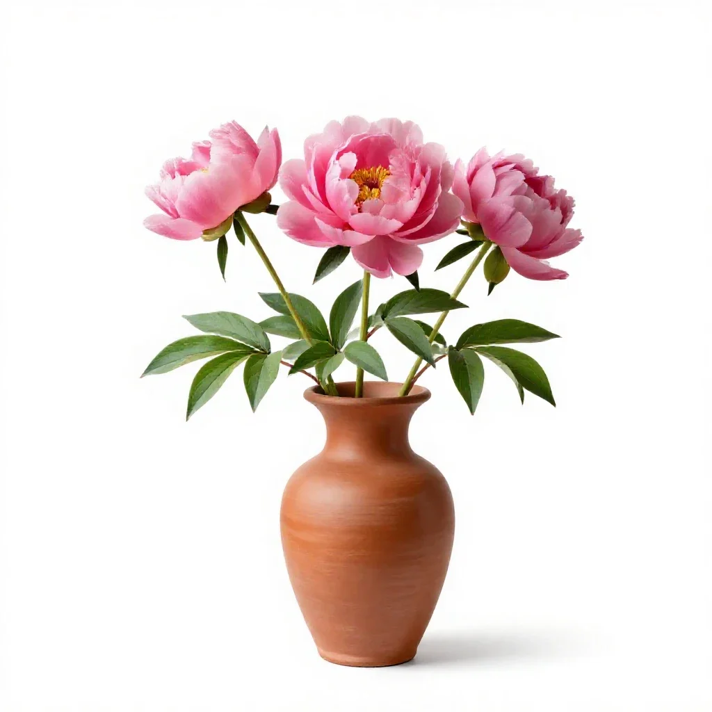 Peony opening isolated on a white background