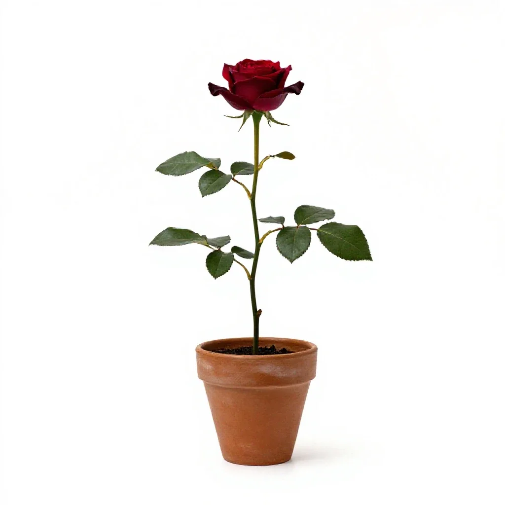 Single garden rose isolated on a white background