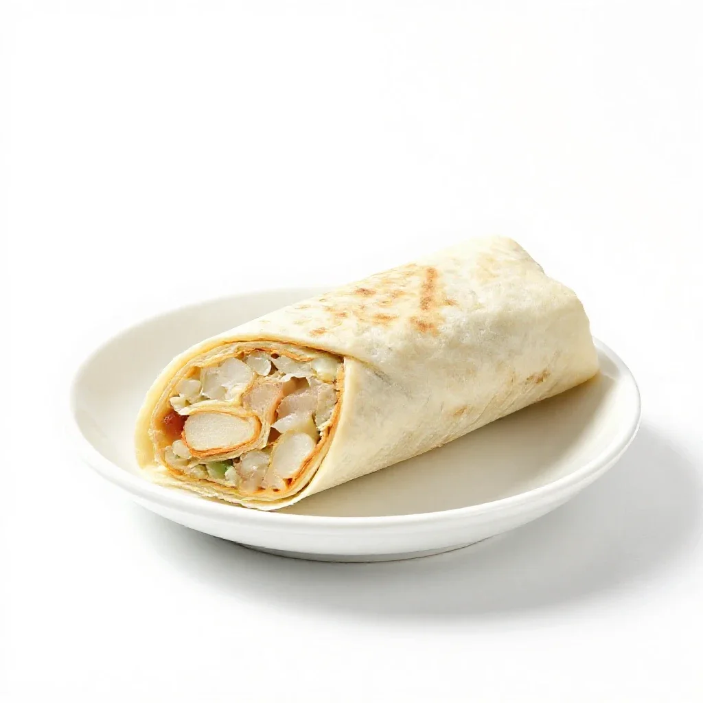Burrito cut in half isolated on a white background