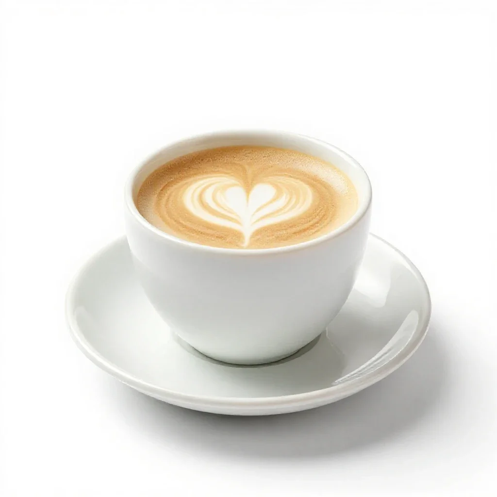 Flat white in a ceramic cup isolated on a white background