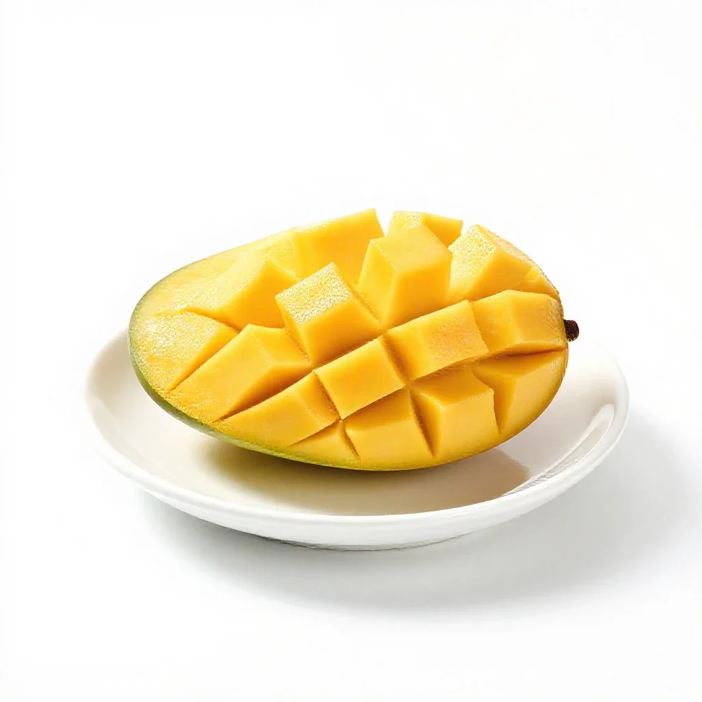 Mango sliced open isolated on a white background