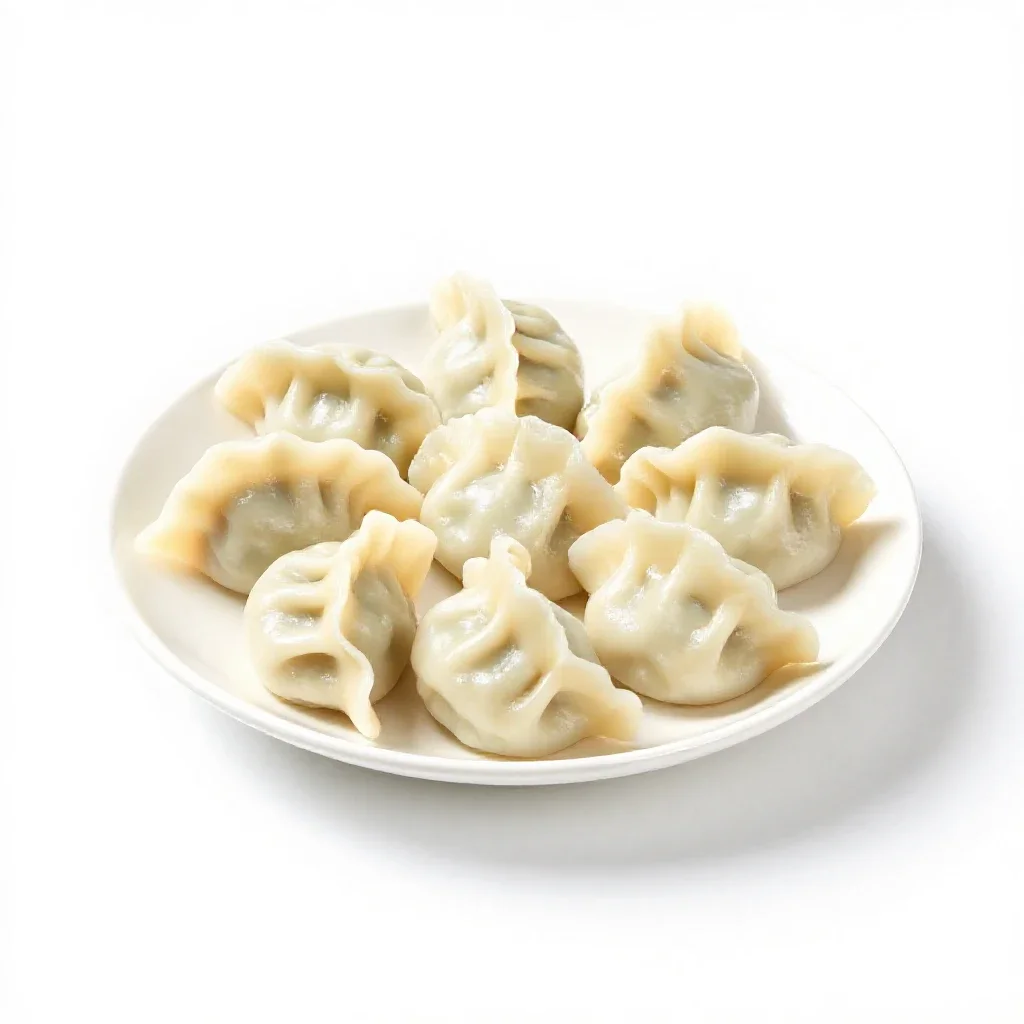 Plate of dumplings isolated on a white background