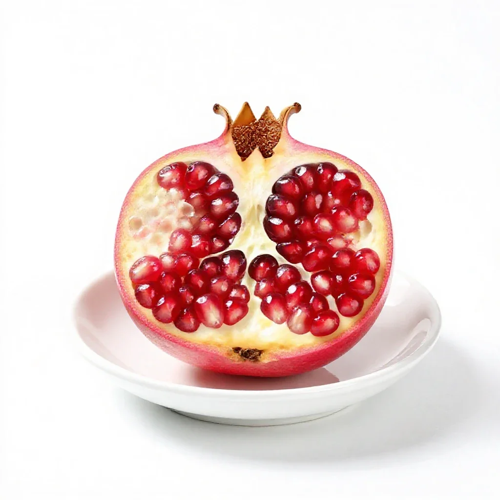 Pomegranate halved isolated on a white background