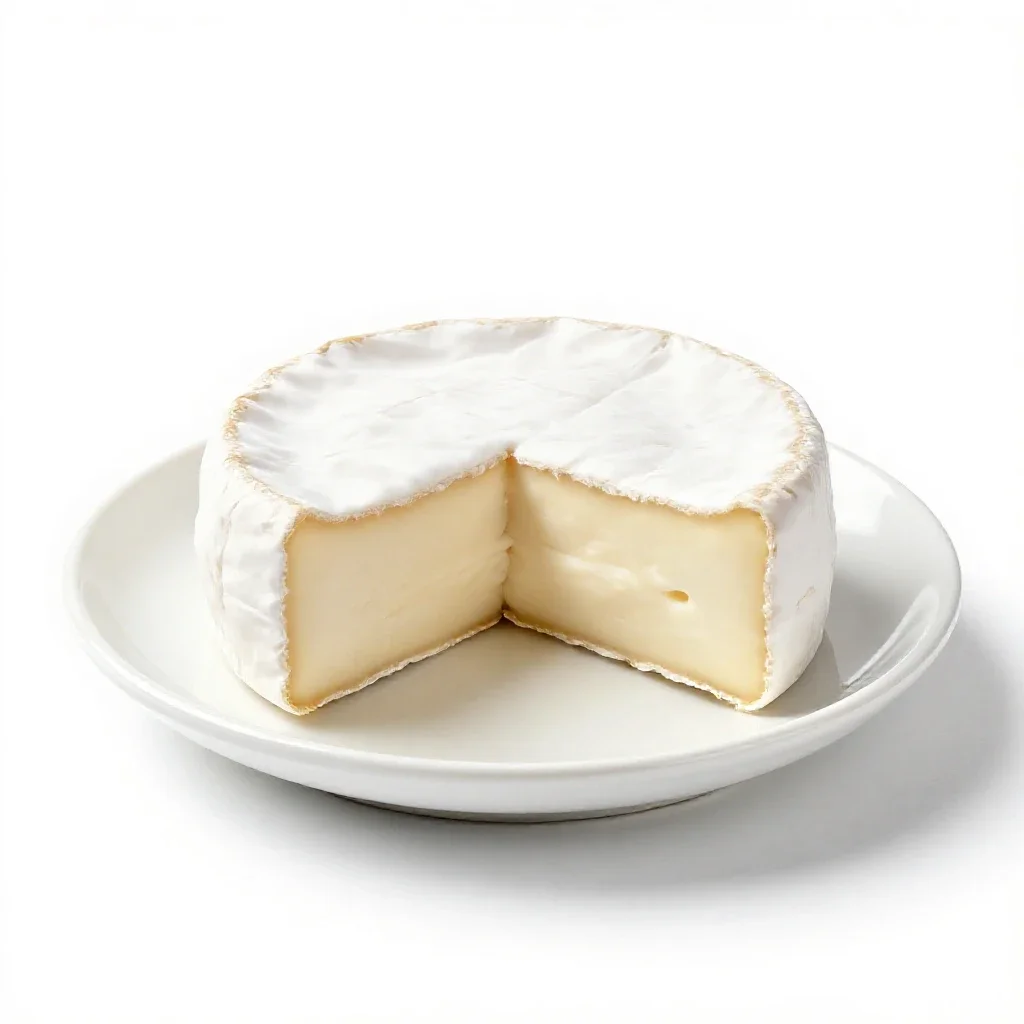Wheel of brie isolated on a white background