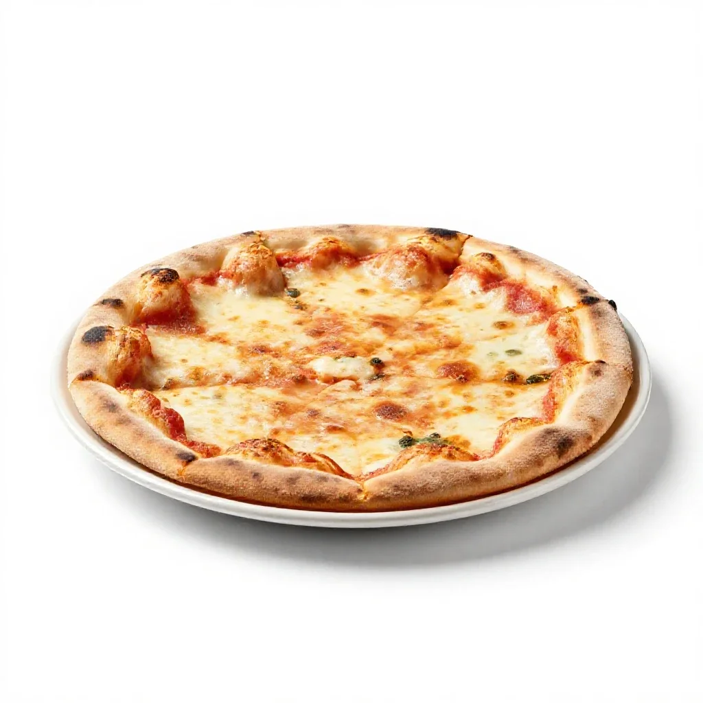 Wood-fired pizza isolated on a white background