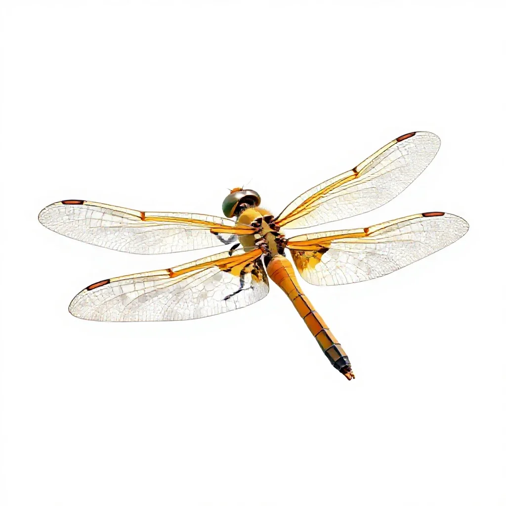 Dragonfly with veined wings isolated on a white background