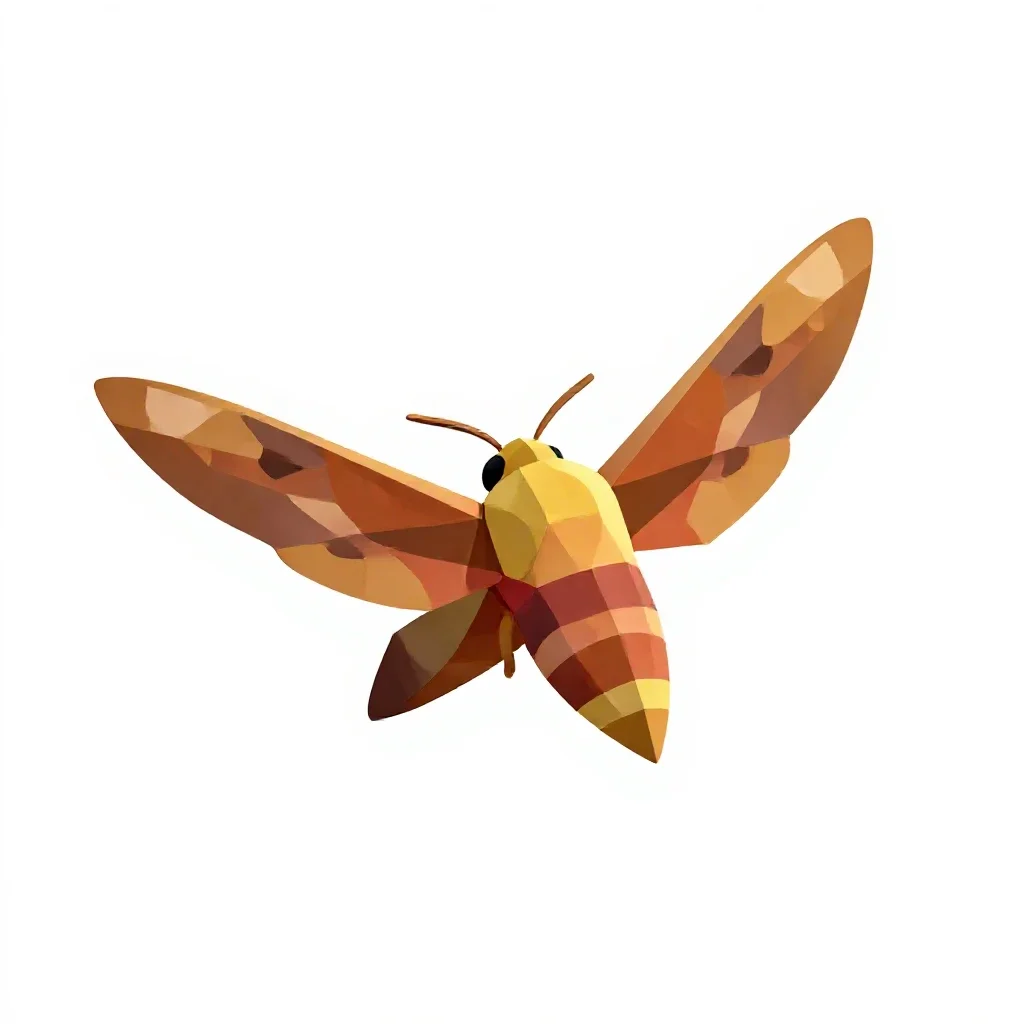 Hawk moth in flight isolated on a white background