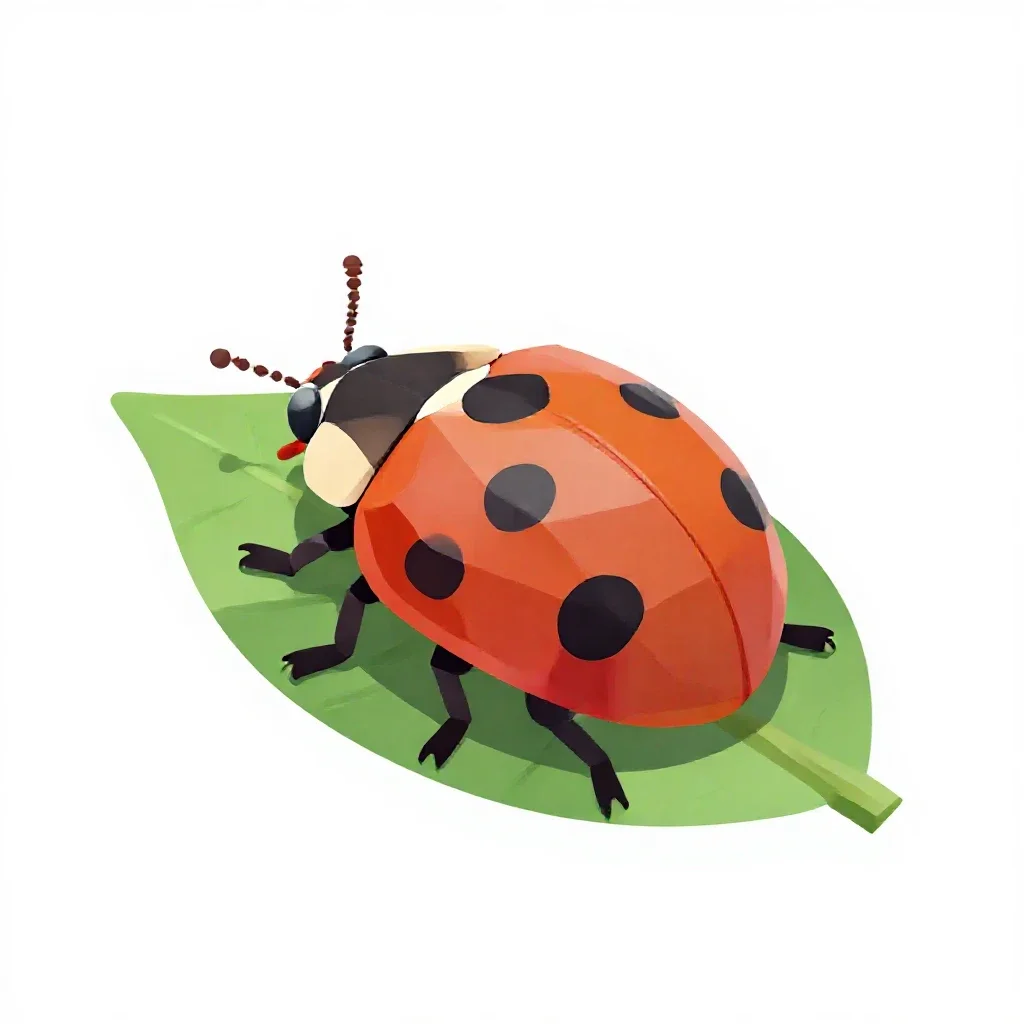 Ladybird on a leaf isolated on a white background