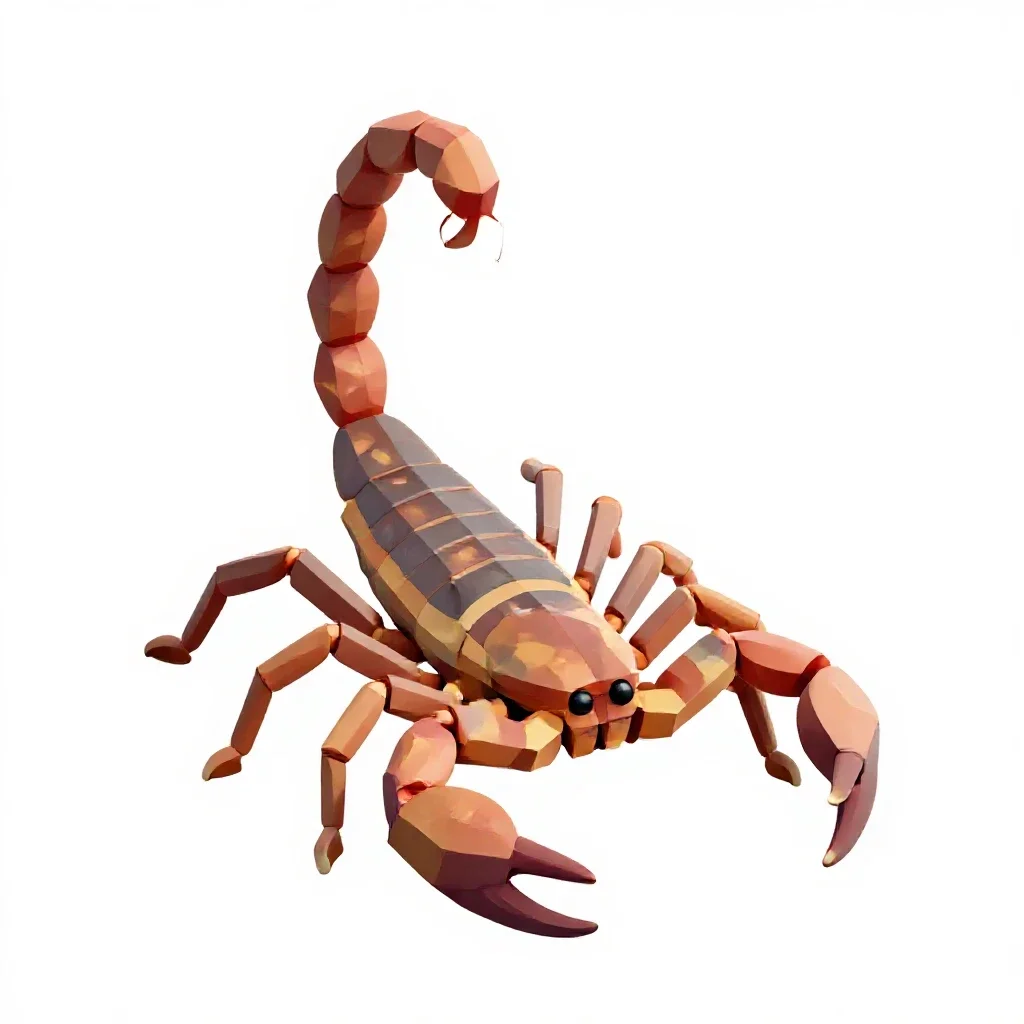Scorpion with its tail raised isolated on a white background