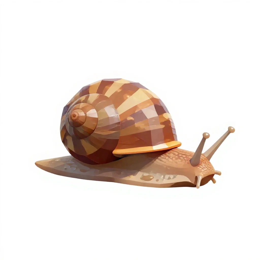 Snail on a wet stem isolated on a white background