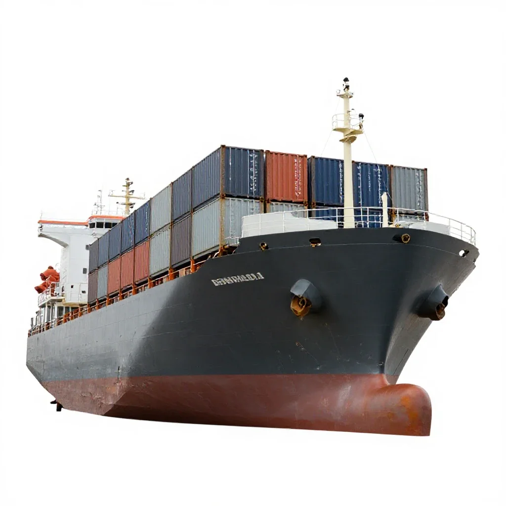Container ship isolated on a white background