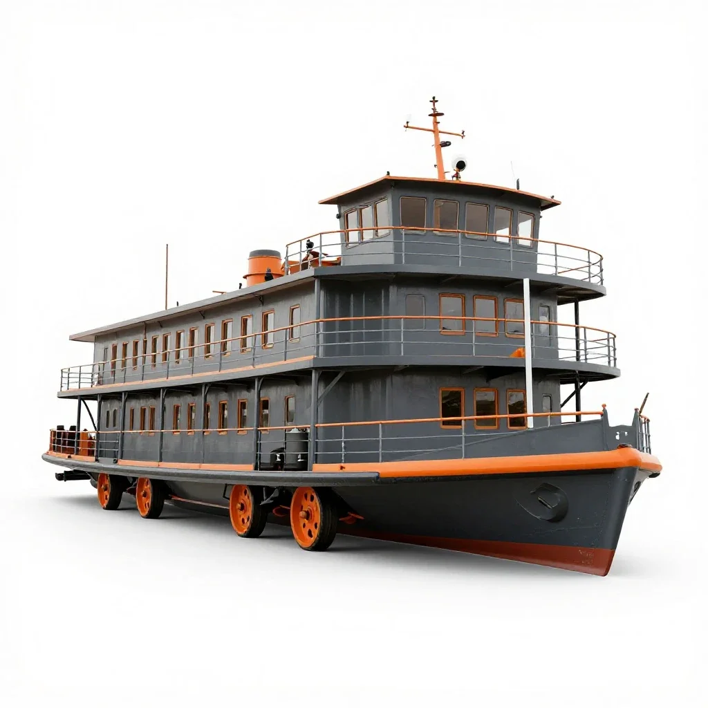 Paddle steamer isolated on a white background
