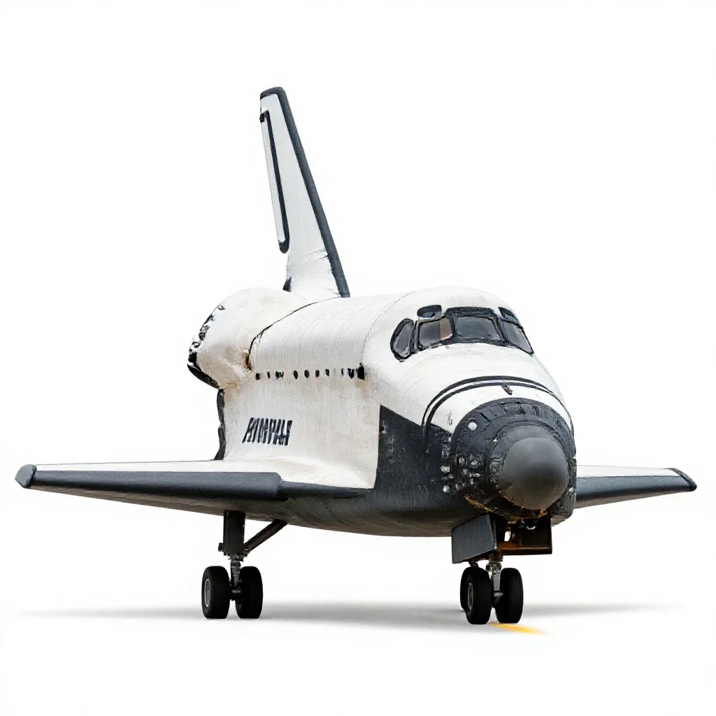 Space shuttle orbiter isolated on a white background
