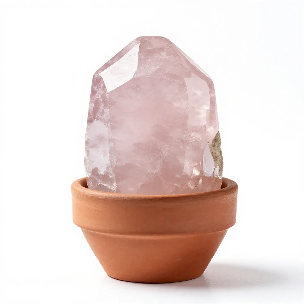 Chunk of rose quartz isolated on a white background