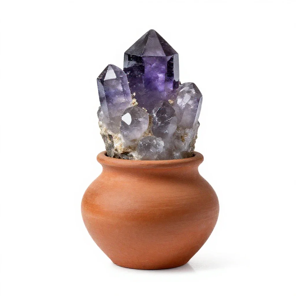 Fluorite cluster isolated on a white background
