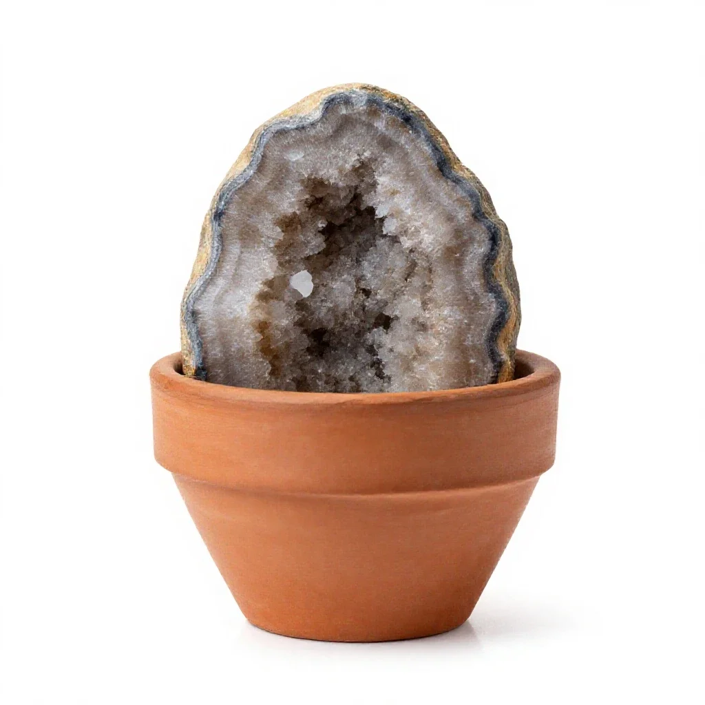Geode with calcite isolated on a white background