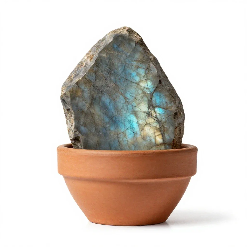 Labradorite slab isolated on a white background