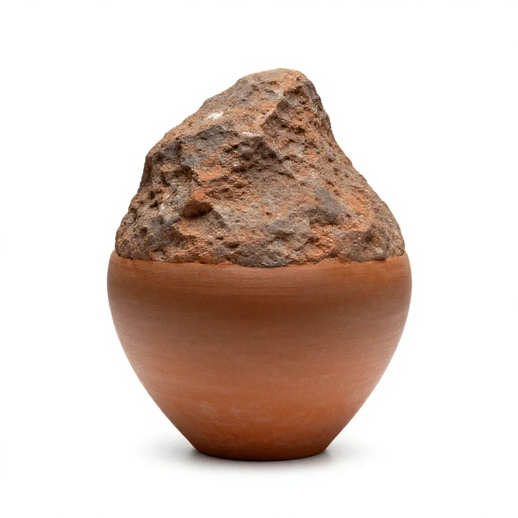 Meteorite fragment isolated on a white background