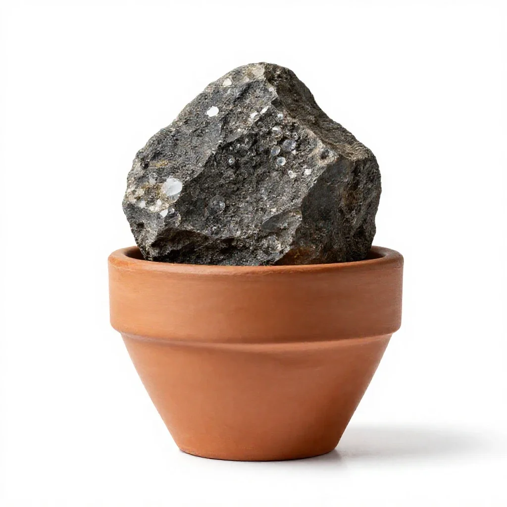 Raw diamond in kimberlite isolated on a white background
