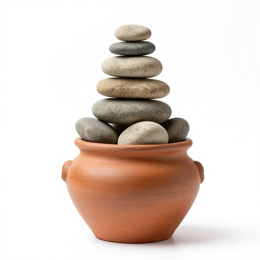 River stone stack isolated on a white background