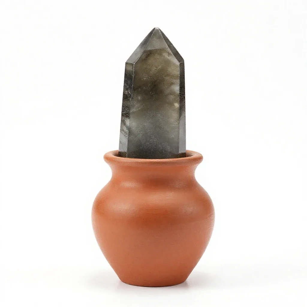 Smoky quartz point isolated on a white background