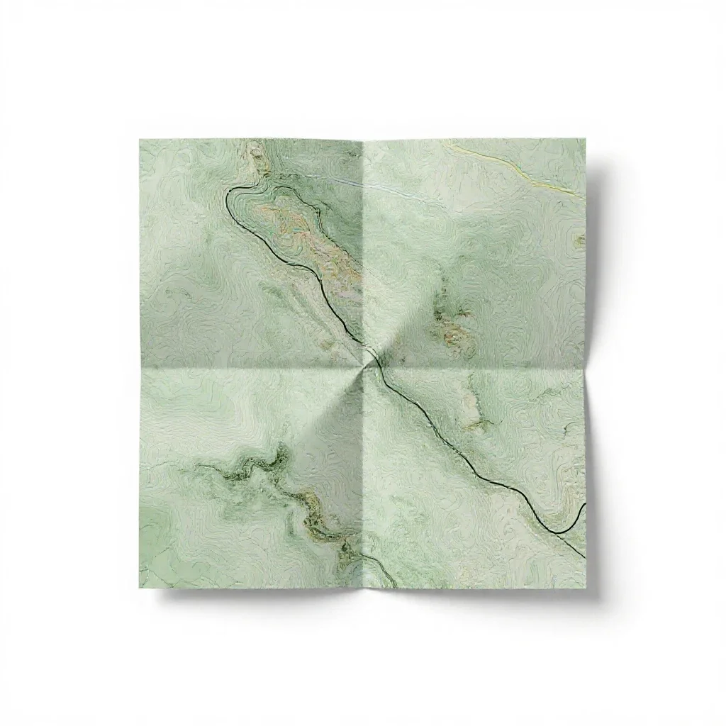 Topographic map folded isolated on a white background