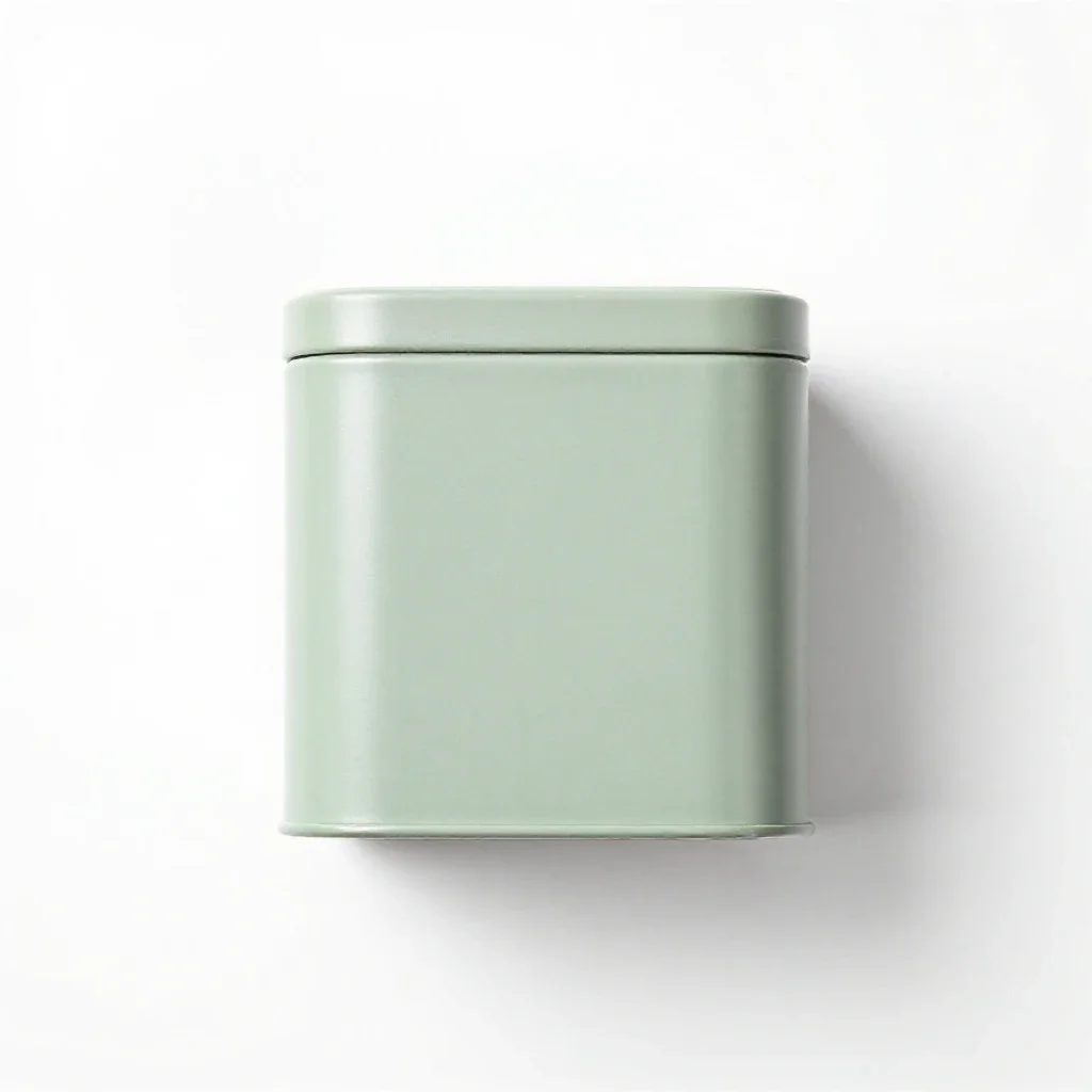 Cylindrical tea caddy tin isolated on a white background
