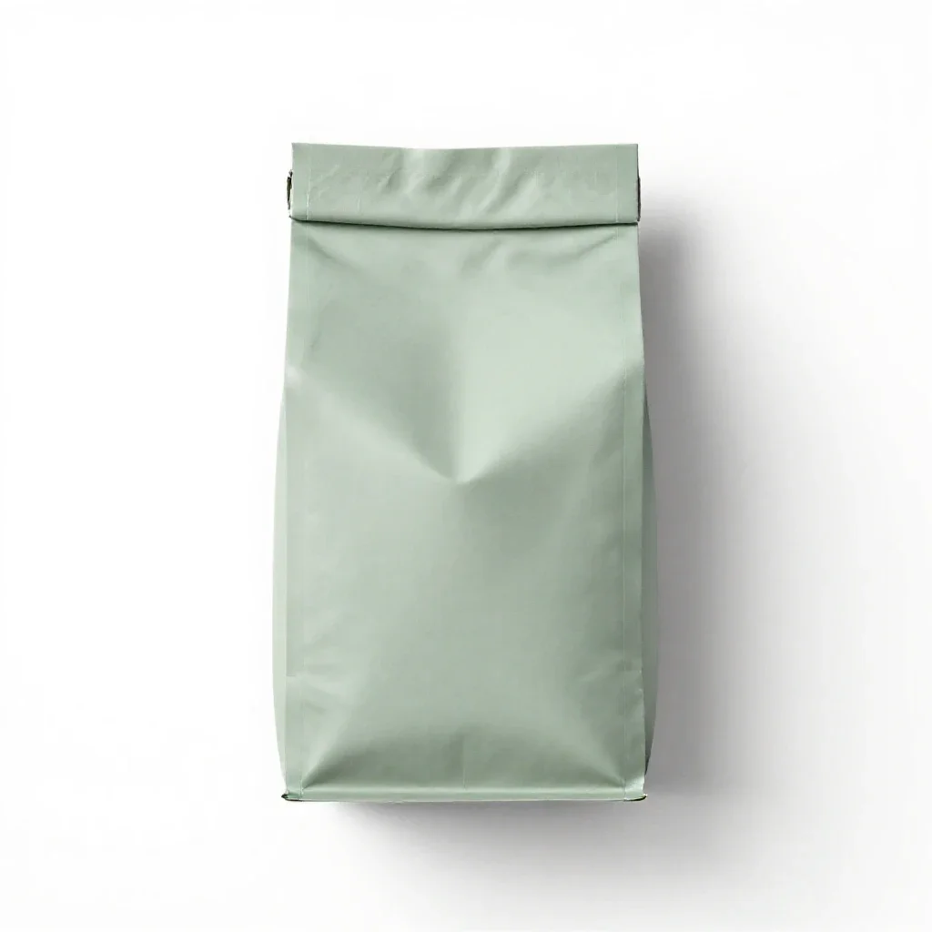 Kraft paper coffee bag with a valve isolated on a white background