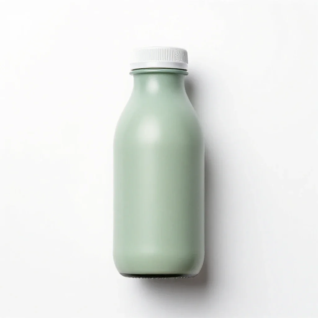 Milk bottle with a foil cap isolated on a white background