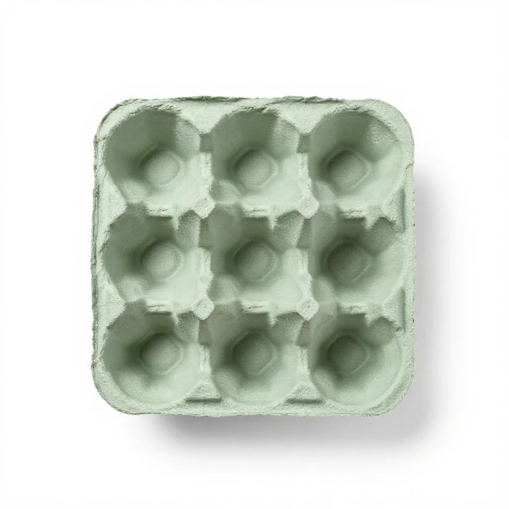 Moulded pulp egg carton isolated on a white background