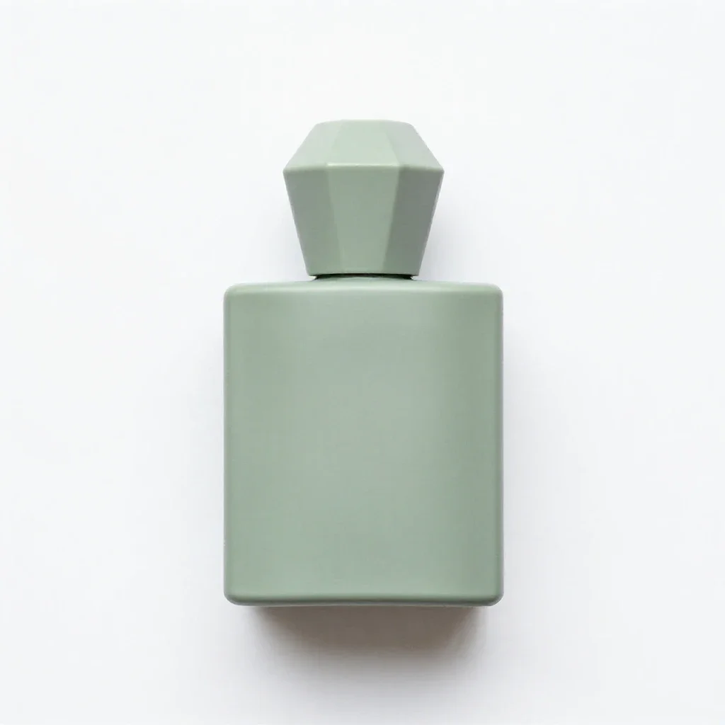 Perfume bottle with a faceted stopper isolated on a white background