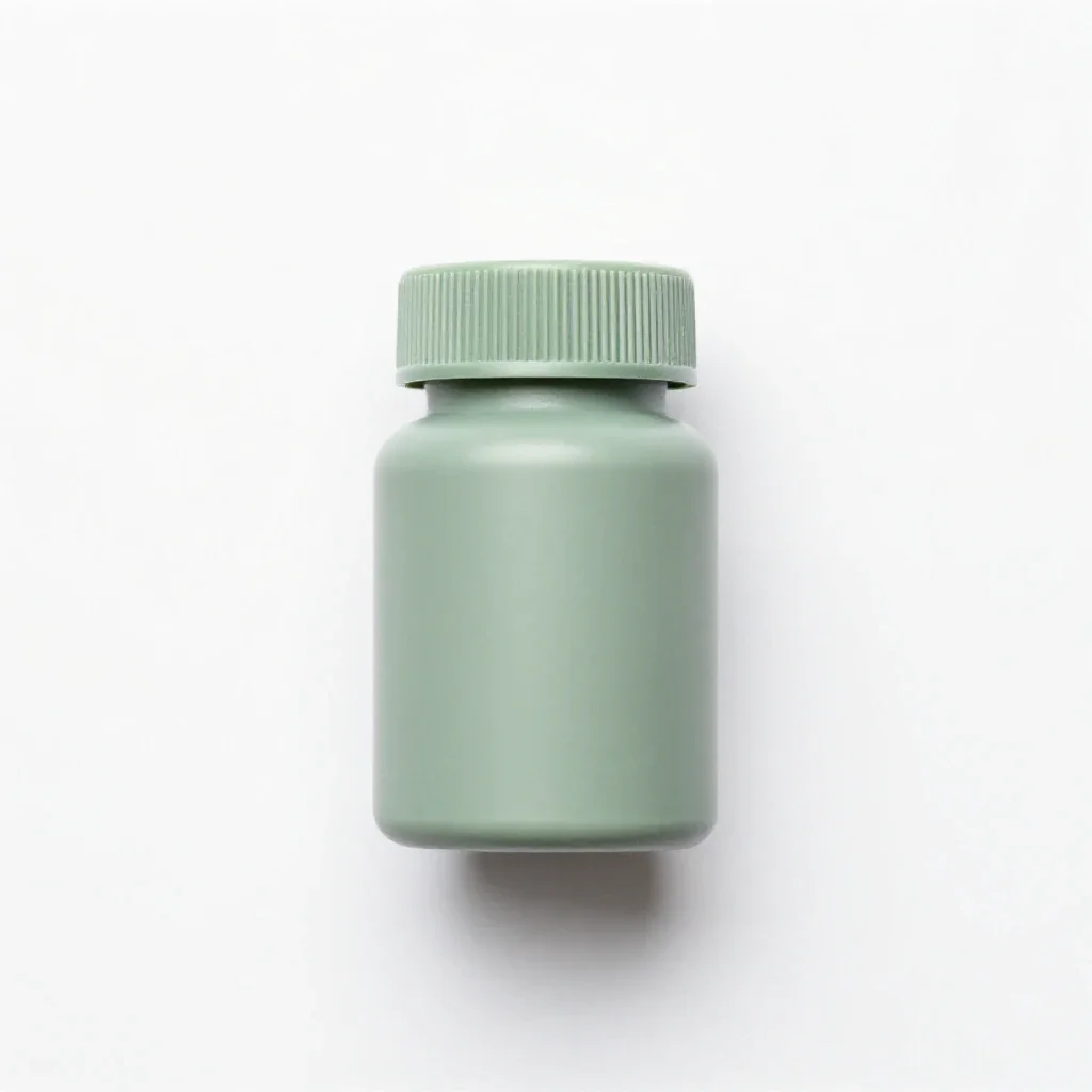 Pill bottle with a child cap isolated on a white background