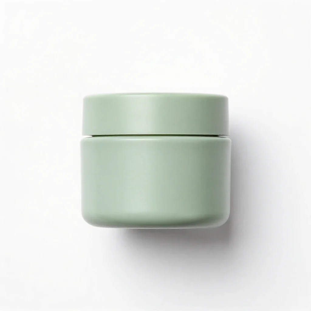 Ribbed cosmetics jar isolated on a white background