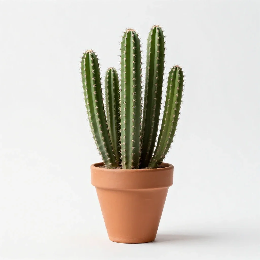 Cactus cluster in terracotta isolated on a white background