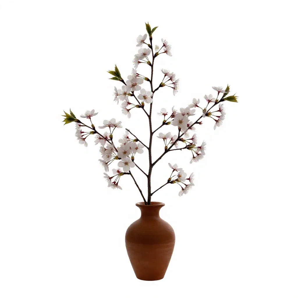 Cherry blossom branch isolated on a white background